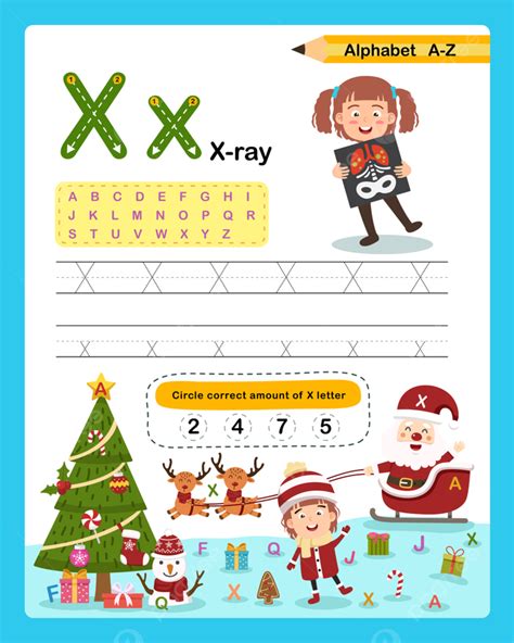Alphabet Letter X X Ray Exercise With Cartoon Vocabulary Illustration ...
