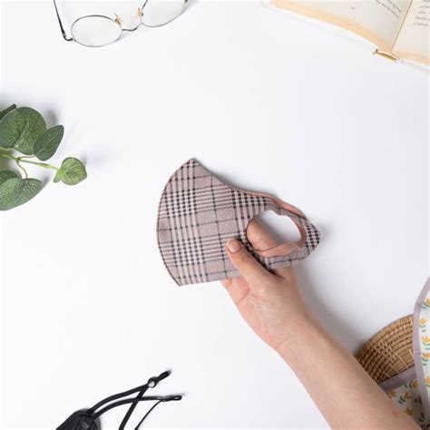 Checkered Pollution Protect Face Mask Brown Set Of 4 Online - Premium ...