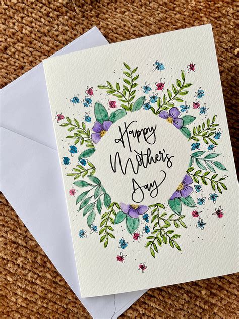 Handpainted Mothers Day Card / Happy Mothers Day Card / Mothers Day ...