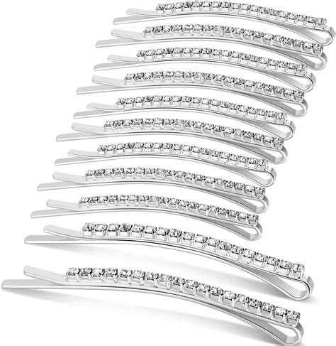 Amazon.com : 16 Pieces Silver Rhinestone Bobby Pins Set Delicate ...