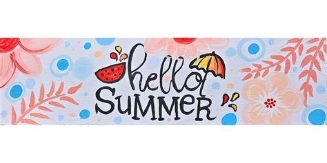 Hello Summer Acrylic Painting on Wooden Panel Horizontal Sign, 3919 ...