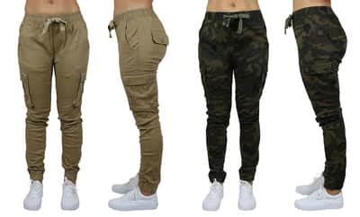 Galaxy By Harvic Loose Fit Cotton Stretch Twill Women's Cargo Joggers 2 ...