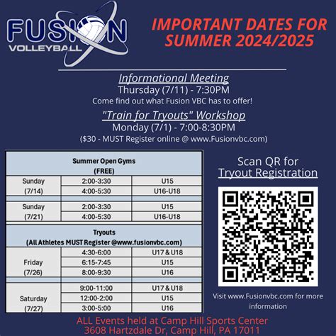Important Tryout Dates - Summer 2024 - Fusion Volleyball Club