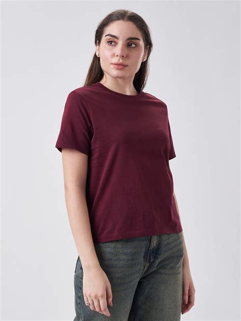 Womens Regular T Shirt Berry Maroon – Solids
