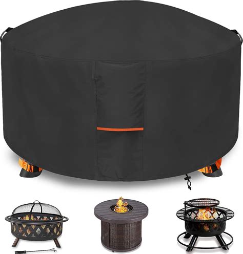 Amazon.com : Dalema Round Fire Pit Cover,Outdoor 600D Heavy Duty ...