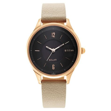Buy Online Titan Solar Multifunction Black Dial Leather Strap Watch for ...