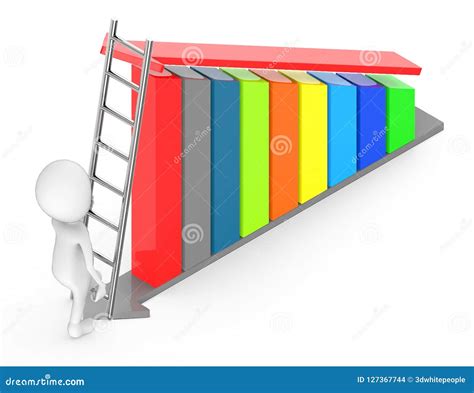 3d White People Climb Up Towards a Bar Graph Stock Illustration ...