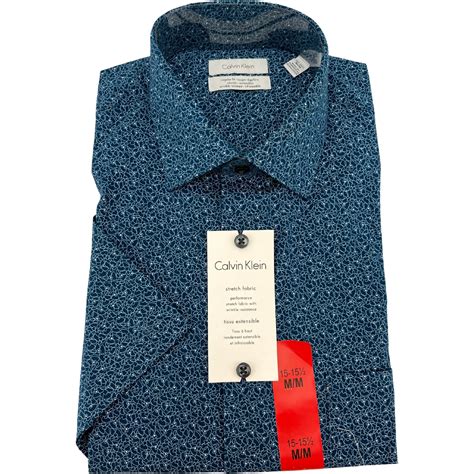 Calvin Klein Men’s Short Sleeve Dark Blue Dress Shirt / Various Sizes ...