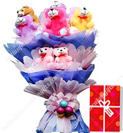 Send Online Teddy Bear Bouquet Order Delivery | flowercakengifts