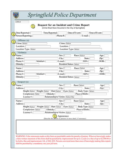 Police Report Template