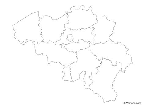 Outline Map of Belgium with Provinces | Free Vector Maps
