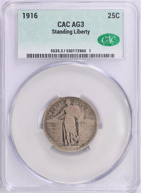 1916 Standing Liberty Quarter CACG AG-03 (Item 1784157 ...