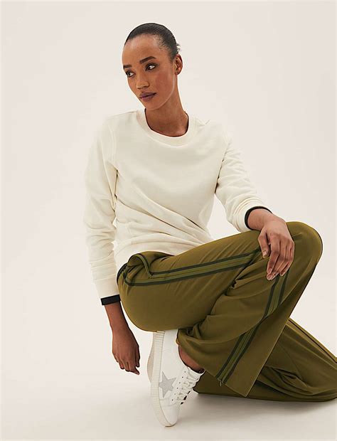 Buy Side Stripe Wide Leg Trousers at Marks & Spencer