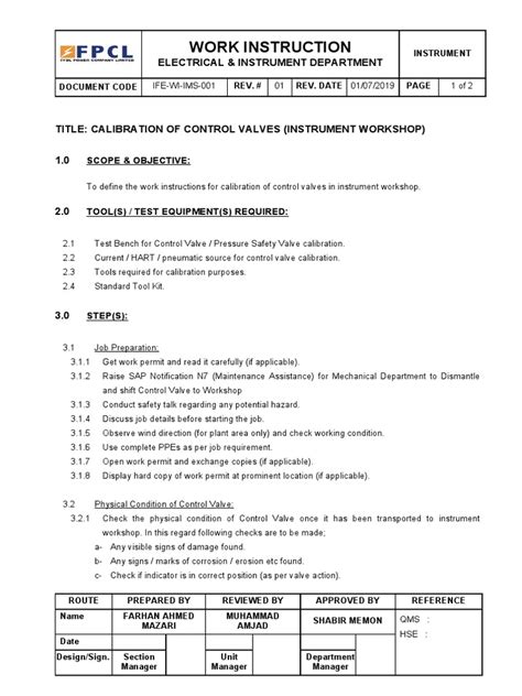 Image result for How to Calibrate Control Valve