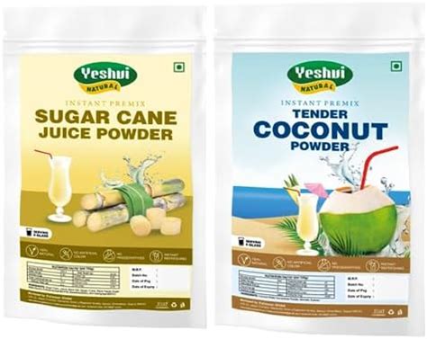 Yeshvi NATURAL Sugarcane Juice Powder & Tender Coconut Water Powder ...