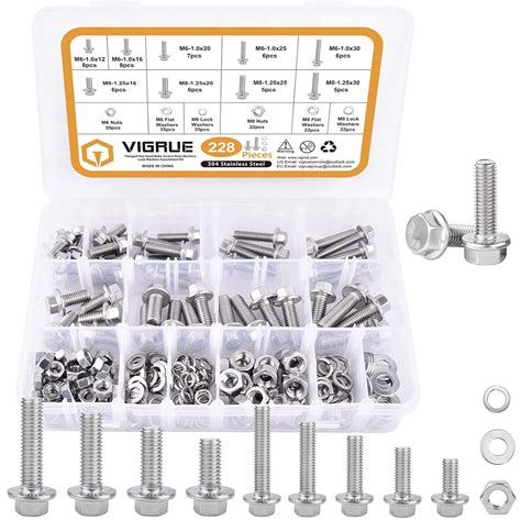 VIGURE 228PCS M6 M8 Metric Bolt Assortment Kit, M6 x 12/16/20/25/30mm ...