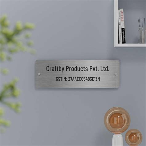 Barlow (Stainless Steel) Contemporary Office GST Name Board 297mm x ...