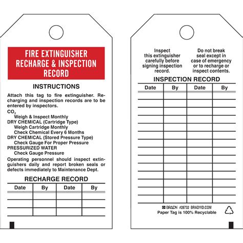 Recharge and Inspection Record Tags: FIRE EXTINGUISHER RECHARGE AND ...