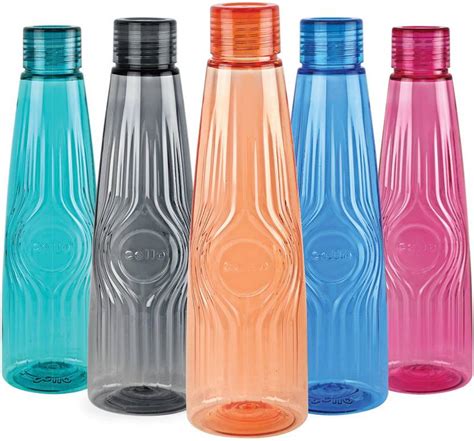 cello Pacific Water Bottle, 1 Litre, Set of 5, Assorted, Material ...