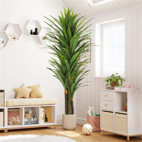 Amazon.com: VIAGDO Dracaena Artificial Plant 7ft Tall Faux Dracaena ...