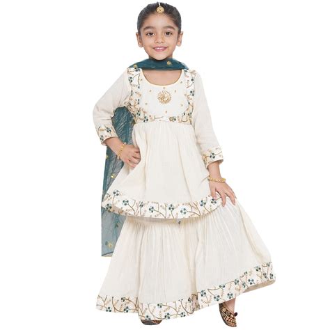 Buy Little Bansi Blue Floral Embroidery Jacket with Cotton Kantha Frock ...