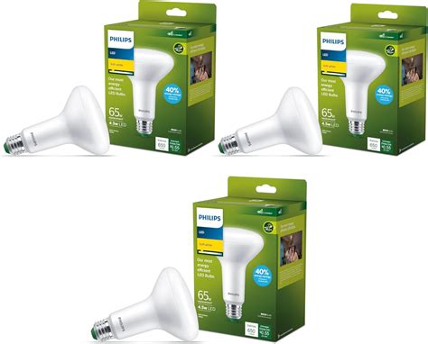 PHILIPS LED 65W BR30 3-Pack Ultra Efficient Soft White Light Bulbs ...