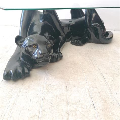 Fabulous Large Vintage Deco Revival Black Panther Coffee Table, USA ...