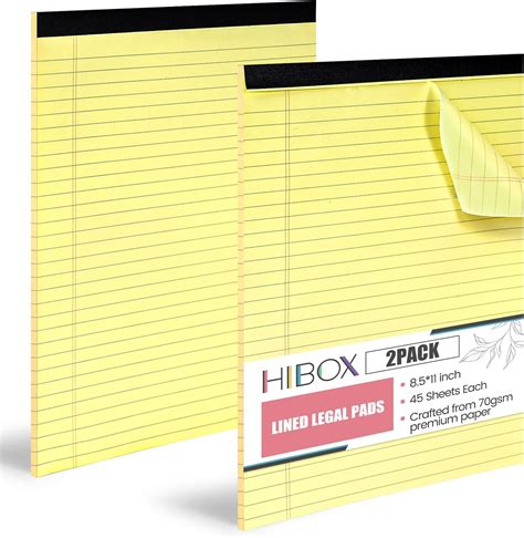 Amazon.com : HIBOX 2PCS Legal Pads, 8.5x11inch 45 Sheets Wide Ruled ...