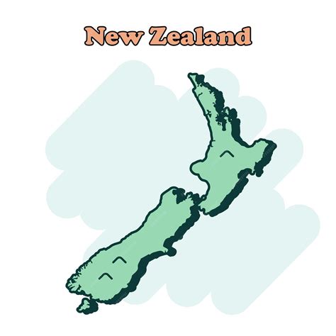 Premium Vector | New Zealand cartoon colored map icon in comic style ...
