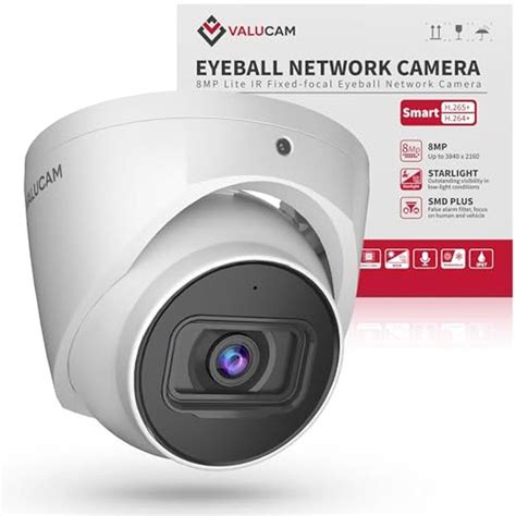 VALUCAM 8MP IP Camera, DMSS SmartPSS Lite, 4K PoE Turret Outdoor Starl ...