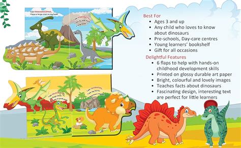 Dinosaur World - Lift The Flap Book for Kids Age 3-6 Years with Bright ...