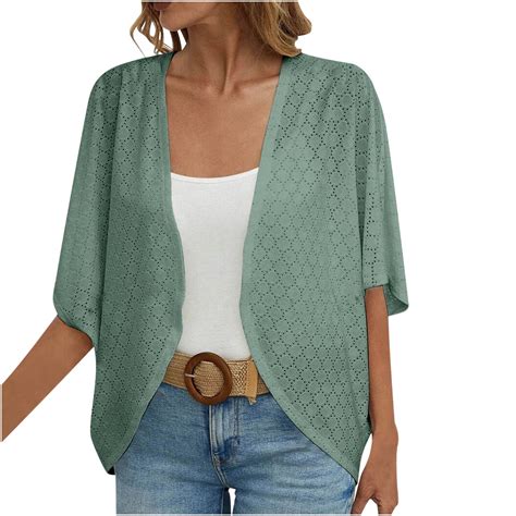 White Short Sleeve Cardigan Plus Size Shrugs For Women Solid Shrug For ...