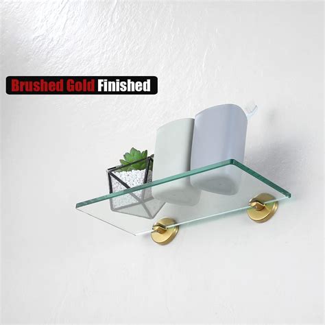 Buy JQK Bathroom Glass Shelf Gold, Tempered Glass Shower Storage 12 by ...
