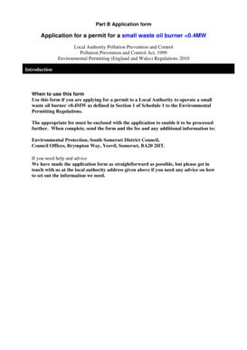 Fillable Online Application for a permit for a small waste oil burner 0 ...