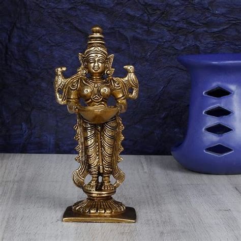 ARTVARKO Brass Deep Lakshmi Deep Lamp Lady Diya Oil Lamp Lady Standing ...