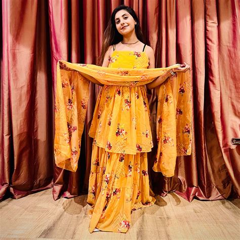 Orange Floral Digital Printed Georgette Sharara Suit