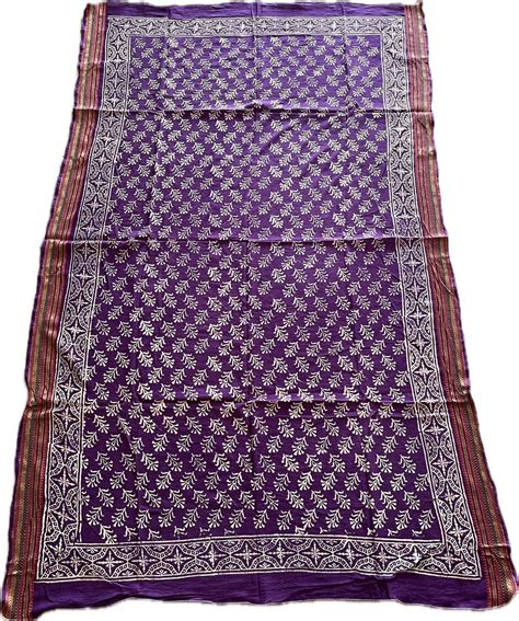 Purple Beach Wrap Pareo, Women's Sarong Cover Up, Golden Border (Zari ...