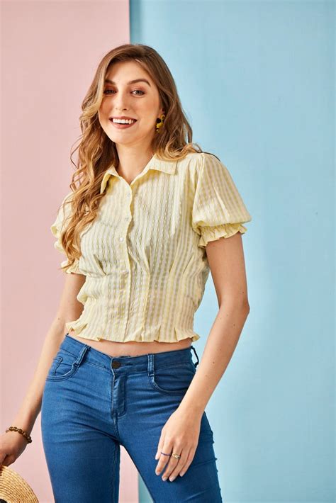 Yellow Woven Crop Top – Miss Grace