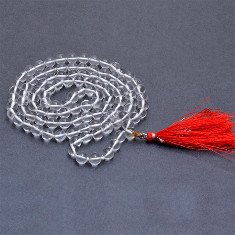Handmade Crystal Quartz Japa Mala - 108 Bead Meditation Necklace for S ...