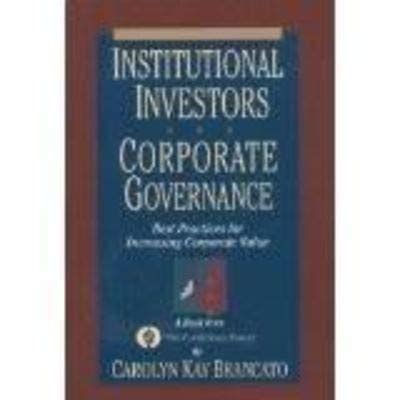 Buy Institutional Investors and Corporate Governance: Best Practices ...