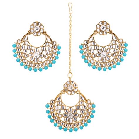 Buy Trendeela Archa Exquisite Floral Maang Tikka With Earrings ...