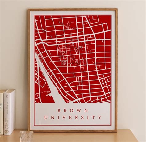 Brown University Campus Map Print, Providence Rhode Island (digital ...