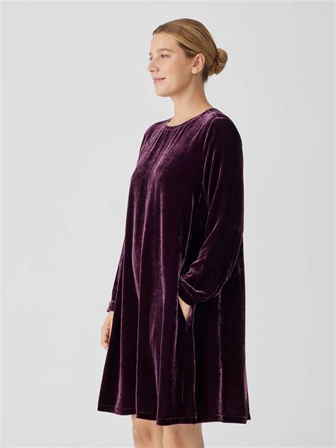 Velvet Crew Neck Dress | EILEEN FISHER