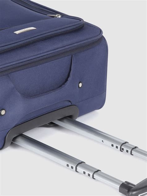 Unisex Navy Blue Solid Overnighter Trolley Bag – Teakwood Leathers