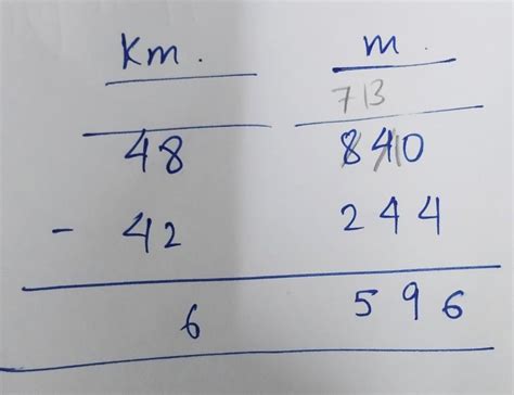 subtract 42 km 244 km from 48km 840 m - Brainly.in