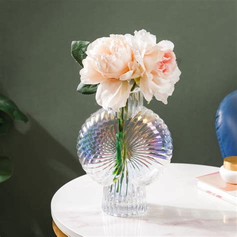 Shimmer Shell Design Glass Vase Small Online - Premium Vase | Nestasia