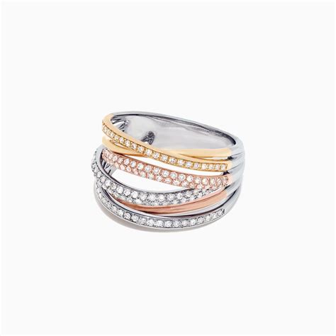 Effy Trio 14K Tri-Color Gold Diamond Ring, 0.54 TCW | effyjewelry.com