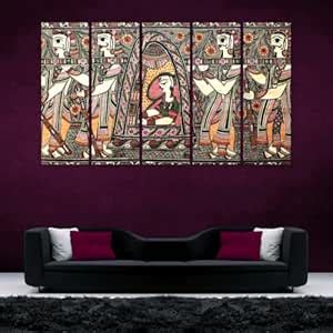 Hktrader Madhubani Art 5 Panel Wall Art – Digitally Printed Split ...