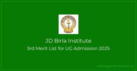 JD Birla Institute 3rd Merit List for UG Admission 2025 | College Admission