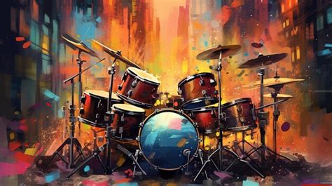Generative ai jazz music street art with drums musical instrument ...